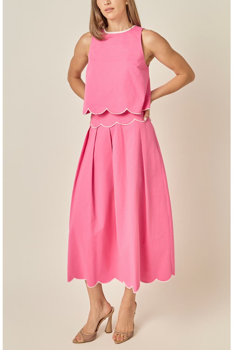 Scalloped Hem Cotton Tank, Alternate, color, ROSE PINK