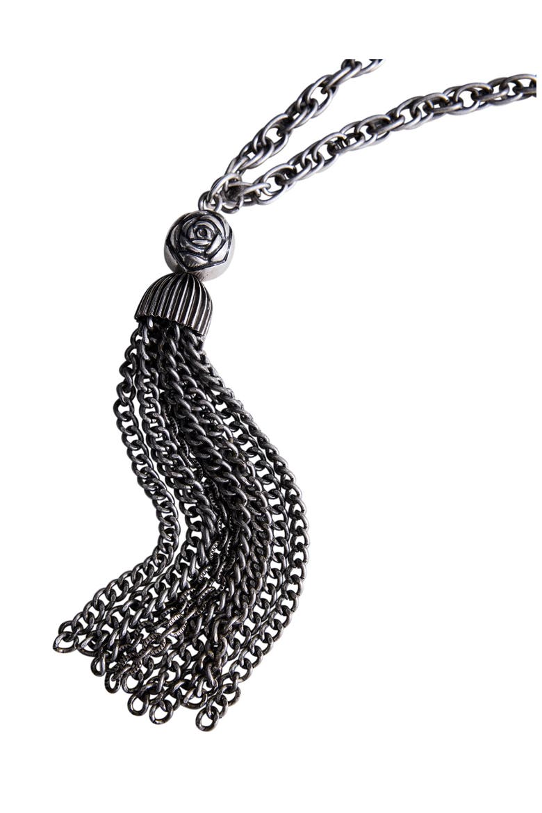 Floral Pendant Tassel Necklace, Main, color, SILVER