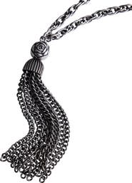 MANGO Floral Pendant Tassel Necklace