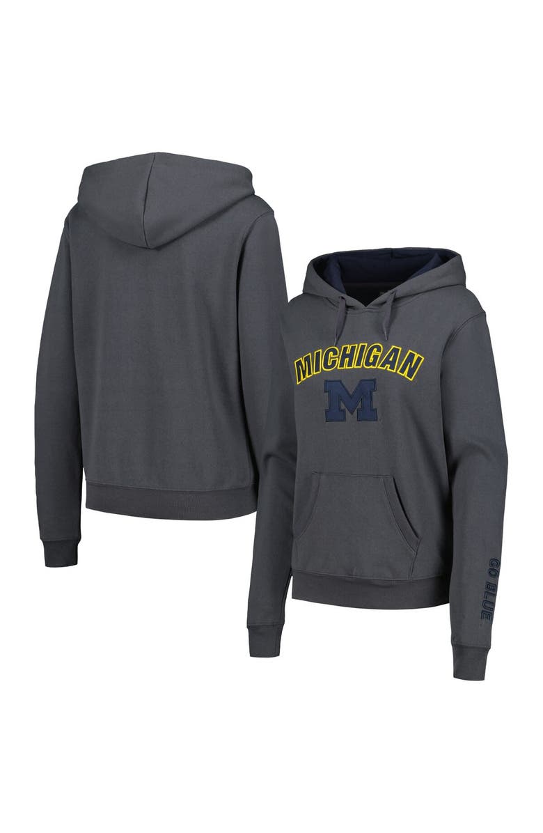 COLOSSEUM Women's Colosseum Charcoal Michigan Wolverines Arch & Logo Pullover Hoodie, Main, color, Charcoal