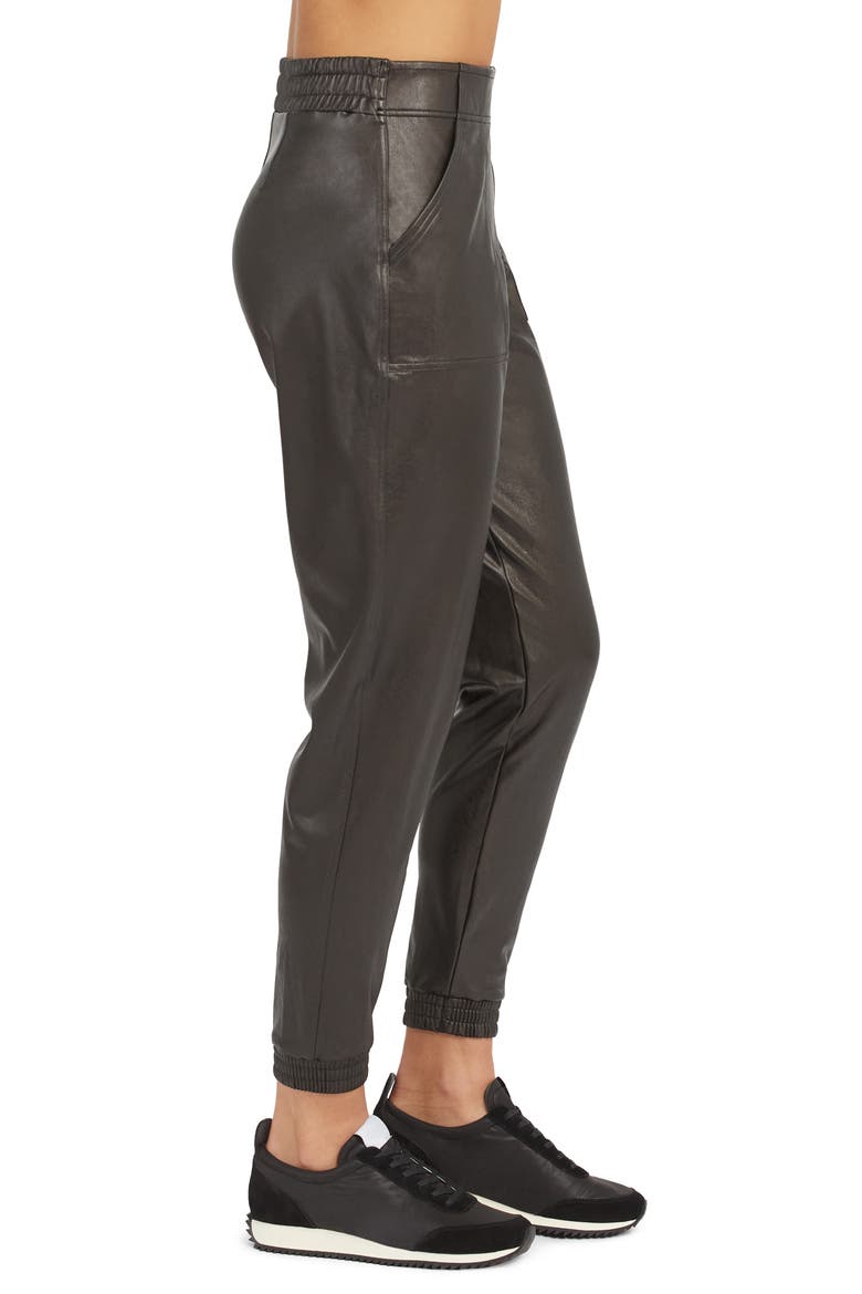 Faux Leather Jogger Pants, Alternate, color, NOIR BLACK