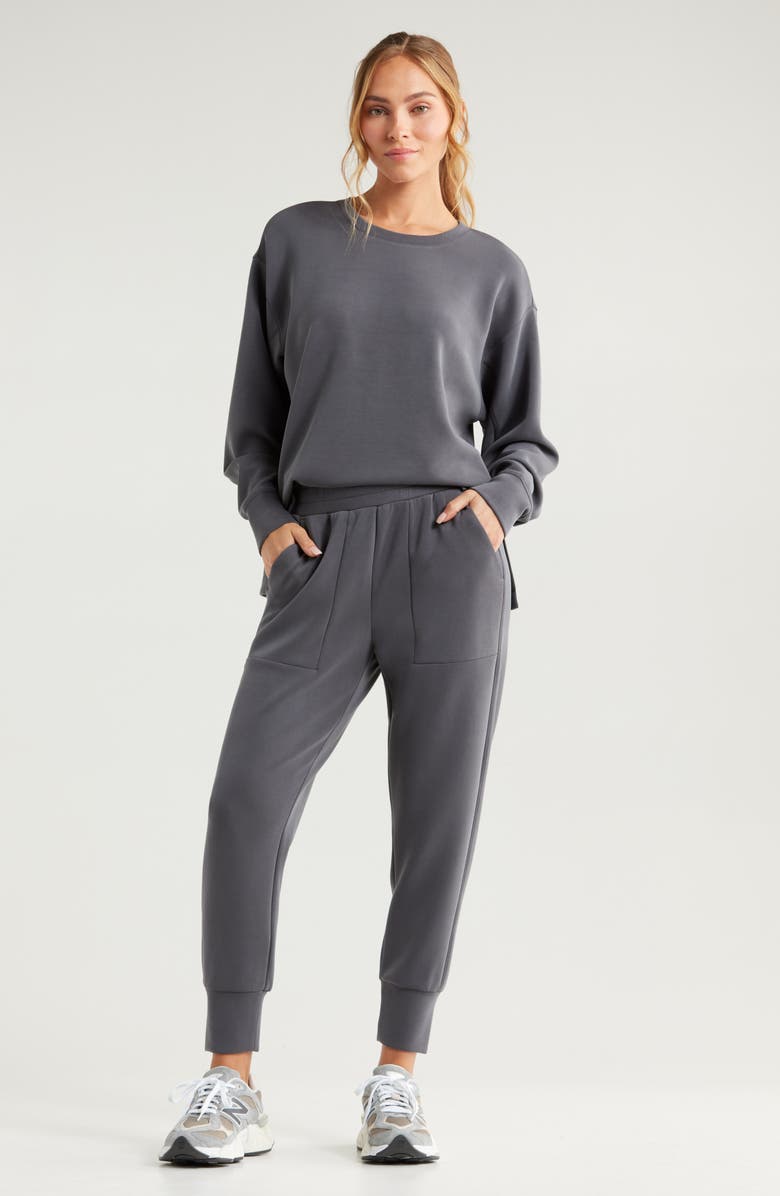 Zella Ultrasoft High Waist Joggers, Alternate, color, Grey Forged