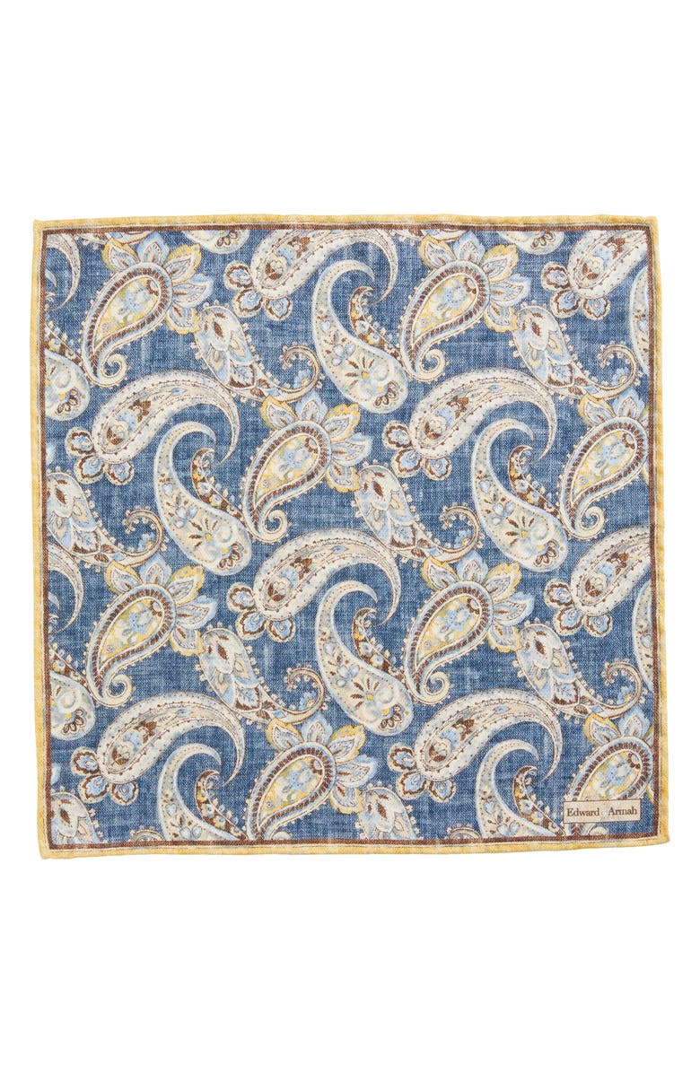 EDWARD ARMAH Paisley & Floret Reversible Silk Pocket Square, Alternate, color,