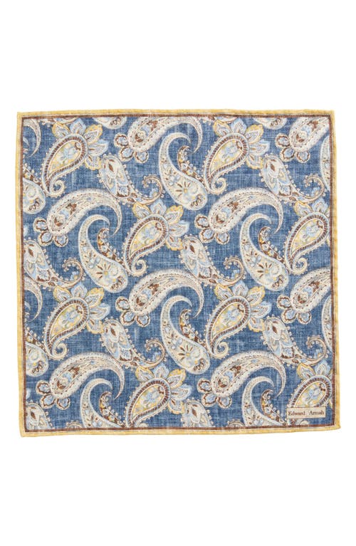 Shop Edward Armah Paisley & Floret Reversible Silk Pocket Square In Denim
