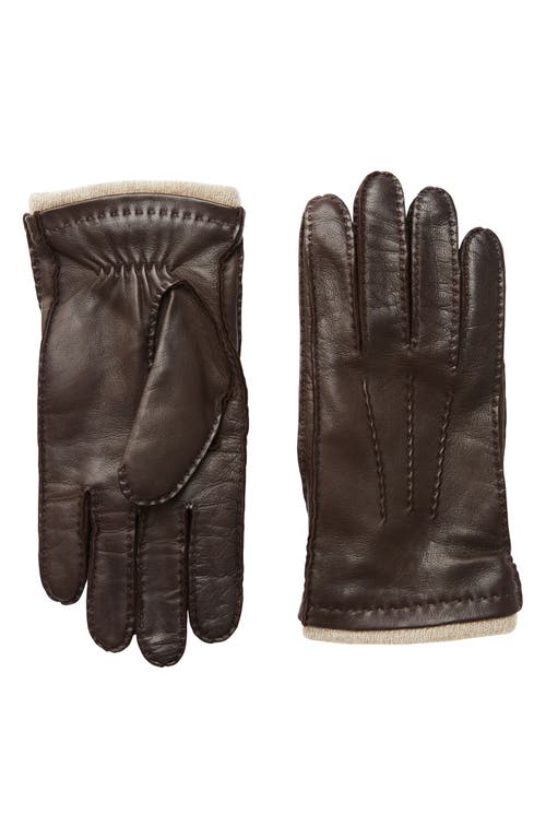 Bruno Magli Cashmere Lined Leather Gloves in Brown 