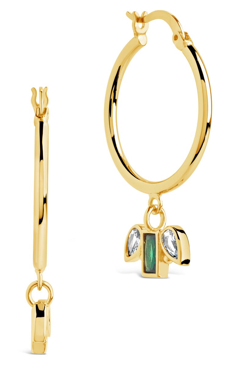 Sterling Forever 1" Infinity Cubic Zirconia Charms Hoop Earrings, Alternate, color,