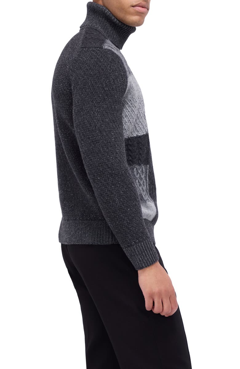 Bugatchi Pattern Wool Blend Turtleneck Sweater, Alternate, color,