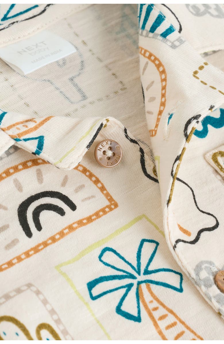 NEXT Fluro Tile Cotton Camp Shirt & Shorts Set, Alternate, color, Neutral