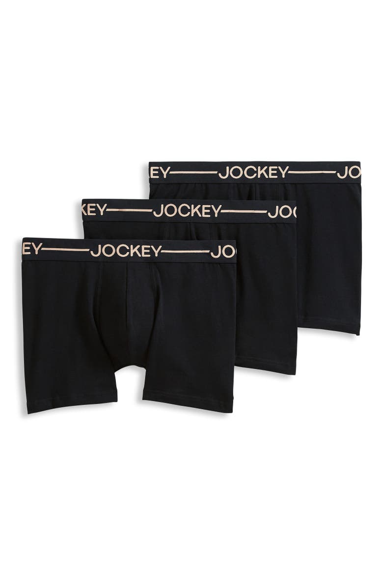 Mens Organic Cotton Stretch 4" Trunk - 3 Pack, Main, color, Black