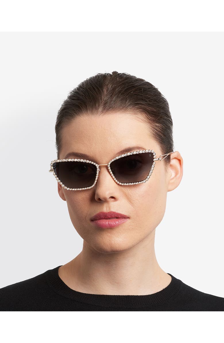 Stuart Weitzman 53mm Cat Eye Sunglasses, Alternate, color, Light Gold/ Dark Grey Sf