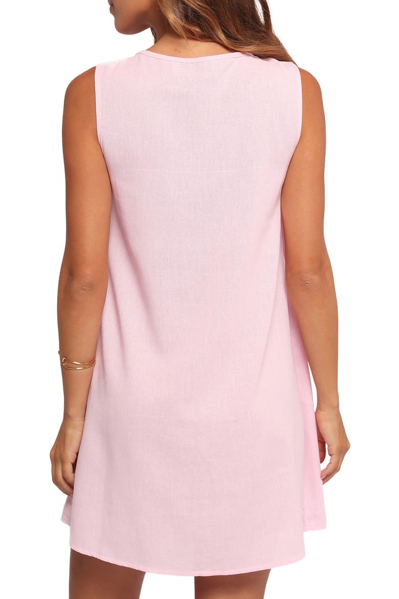 Madeline Pintuck Tie Front Minidress, Alternate, color, PALE PINK