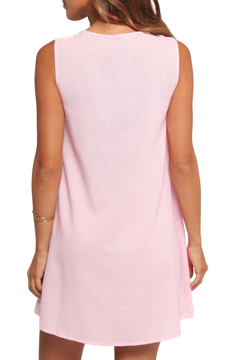 Petal & Pup Madeline Pintuck Tie Front Minidress, Alternate, color, Pale Pink