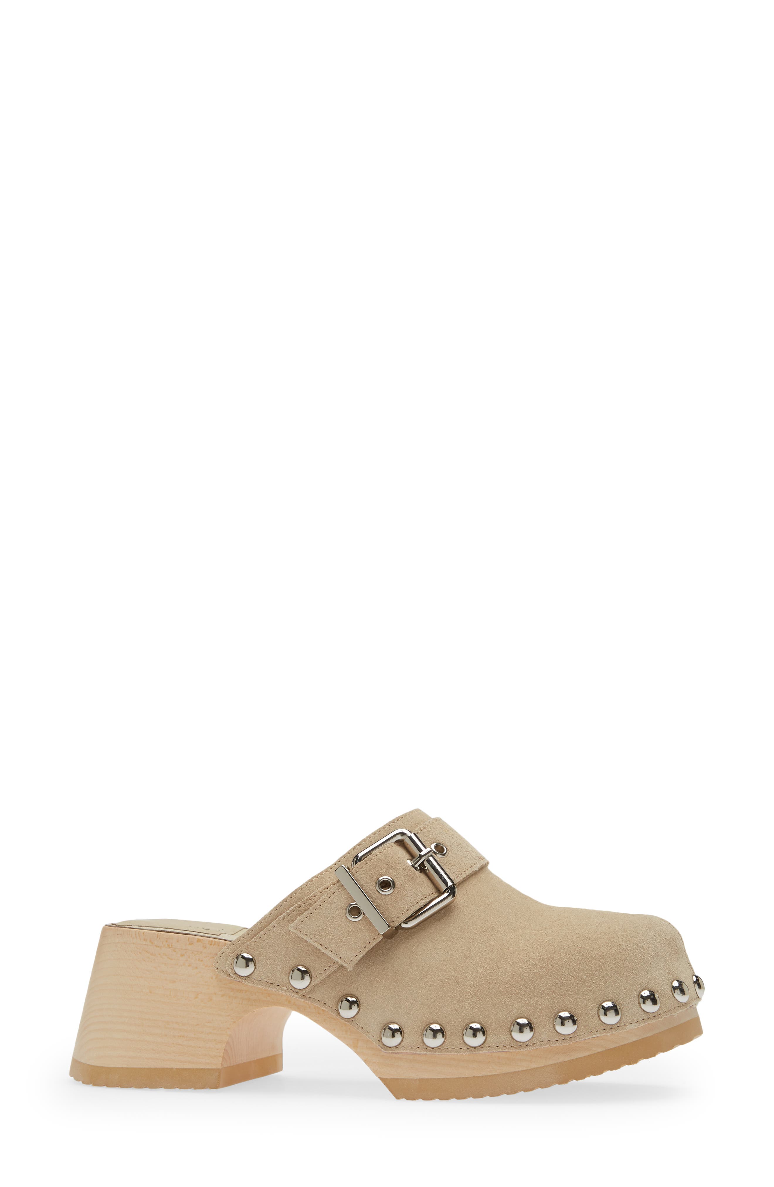 Ichlieb Buckle Clog, Alternate, color, ICE SUEDE SILVER