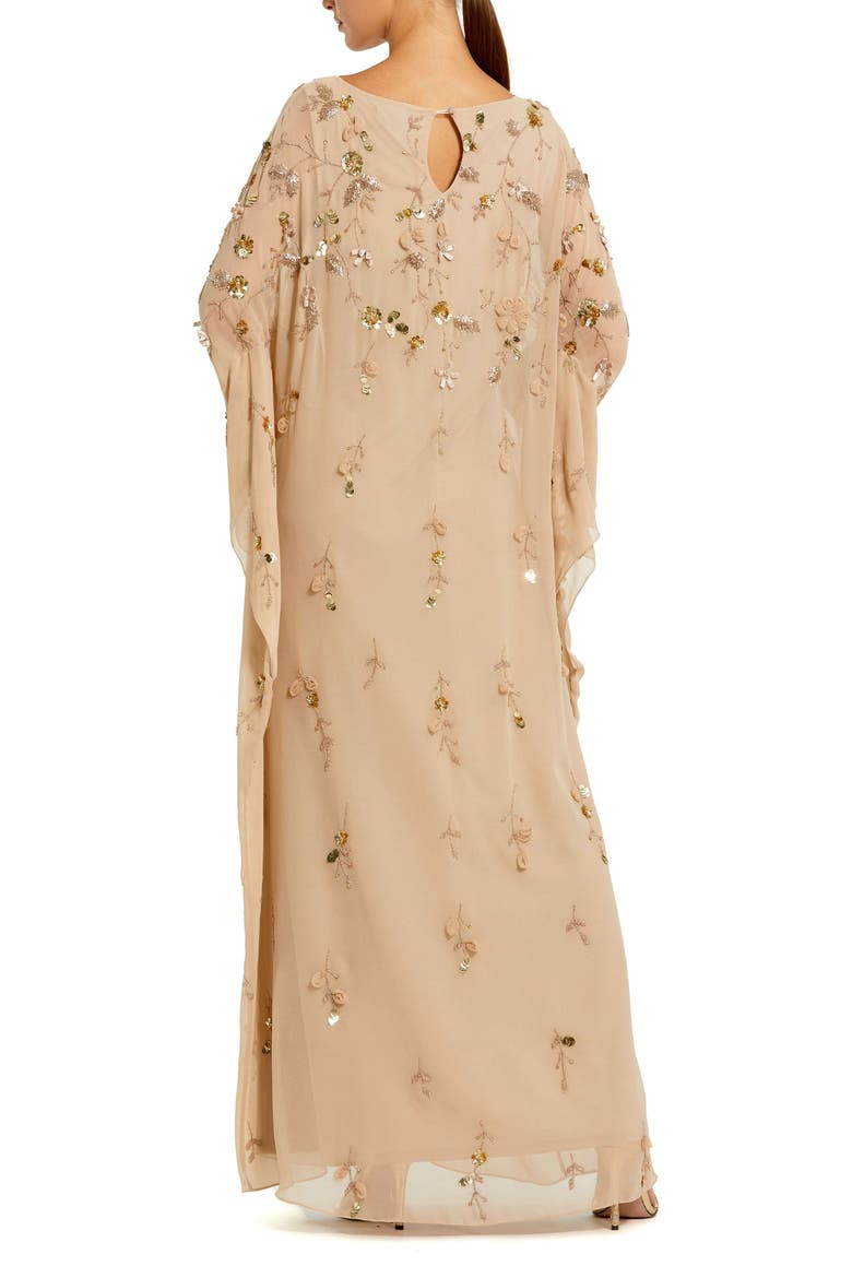 Women's Floral Embellished Trapeze Gown, Alternate, color, Nude Gold