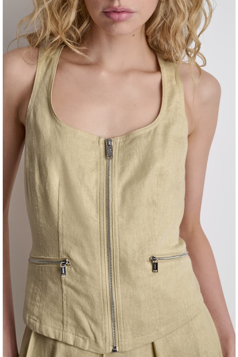 Linen Blend Sleeveless Zip Front Top, Alternate, color, MOJAVE DESERT