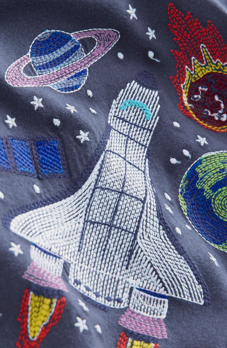 Mini Boden Kids' Spacecraft Embroidered Glow in the Dark T-Shirt, Alternate, color, 