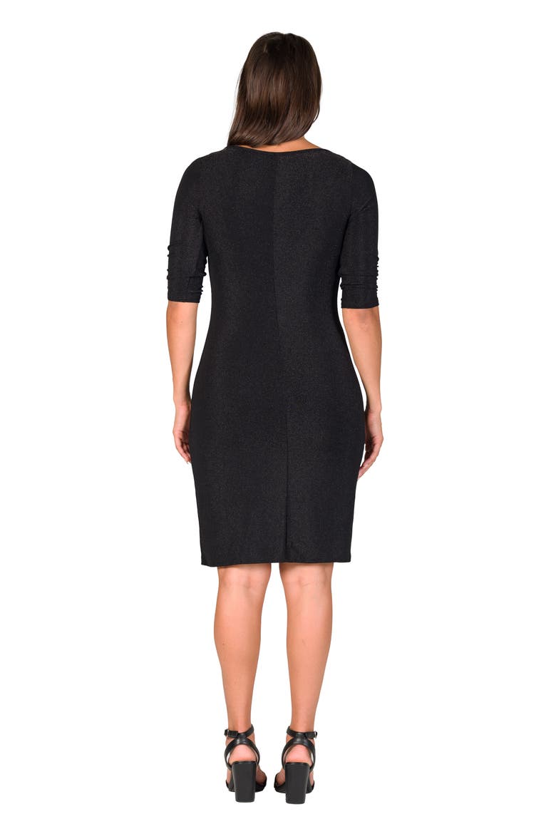 Elbow Length Sleeve Shimmer Bodycon Mini Party Dress, Alternate, color, Black