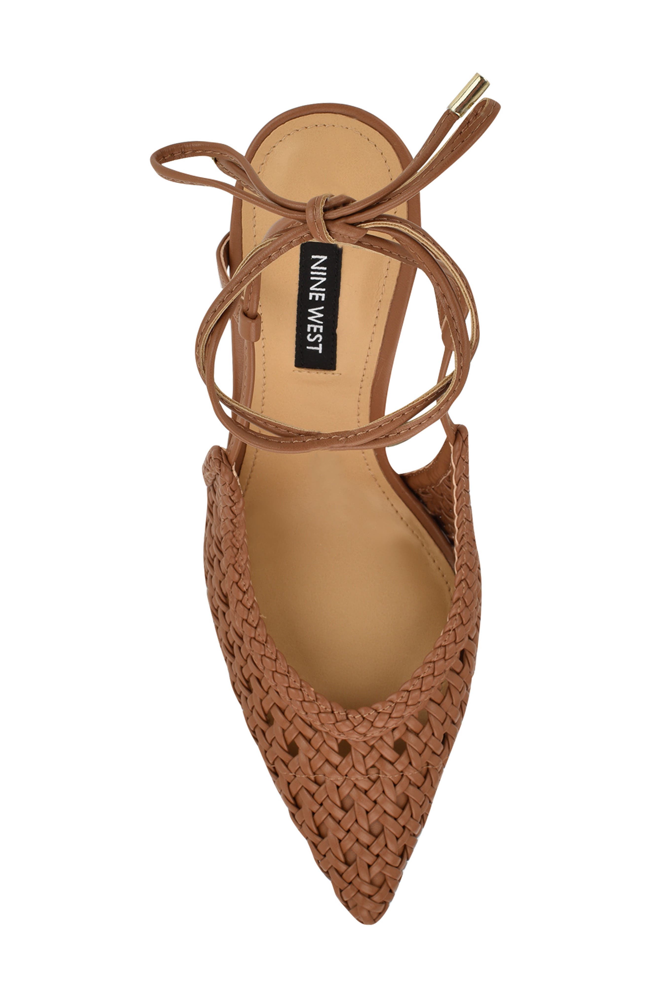 Nine West Fessla Ankle Wrap Pointed Toe Pump, Alternate, color, Medium Brown