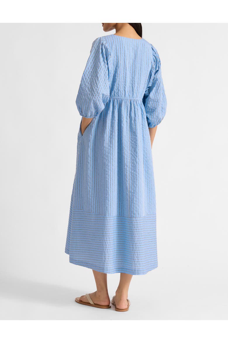 Stripe V-Neck Midi Dress, Alternate, color, Blue