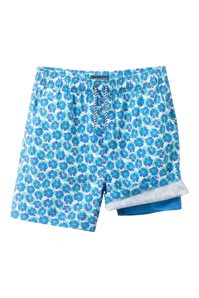 Kids' Floral Print Volley Swim Shorts, Alternate, color, BLUE FLORAL