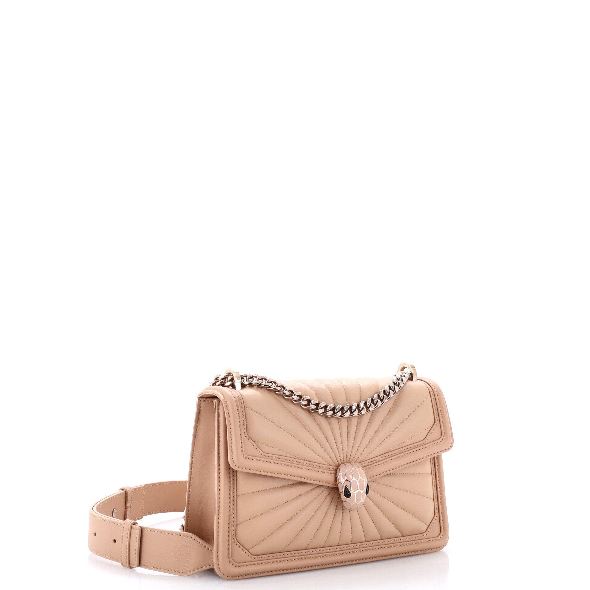 Serpenti Diamond Blast Shoulder Bag Quilted Leather Small, Alternate, color, White