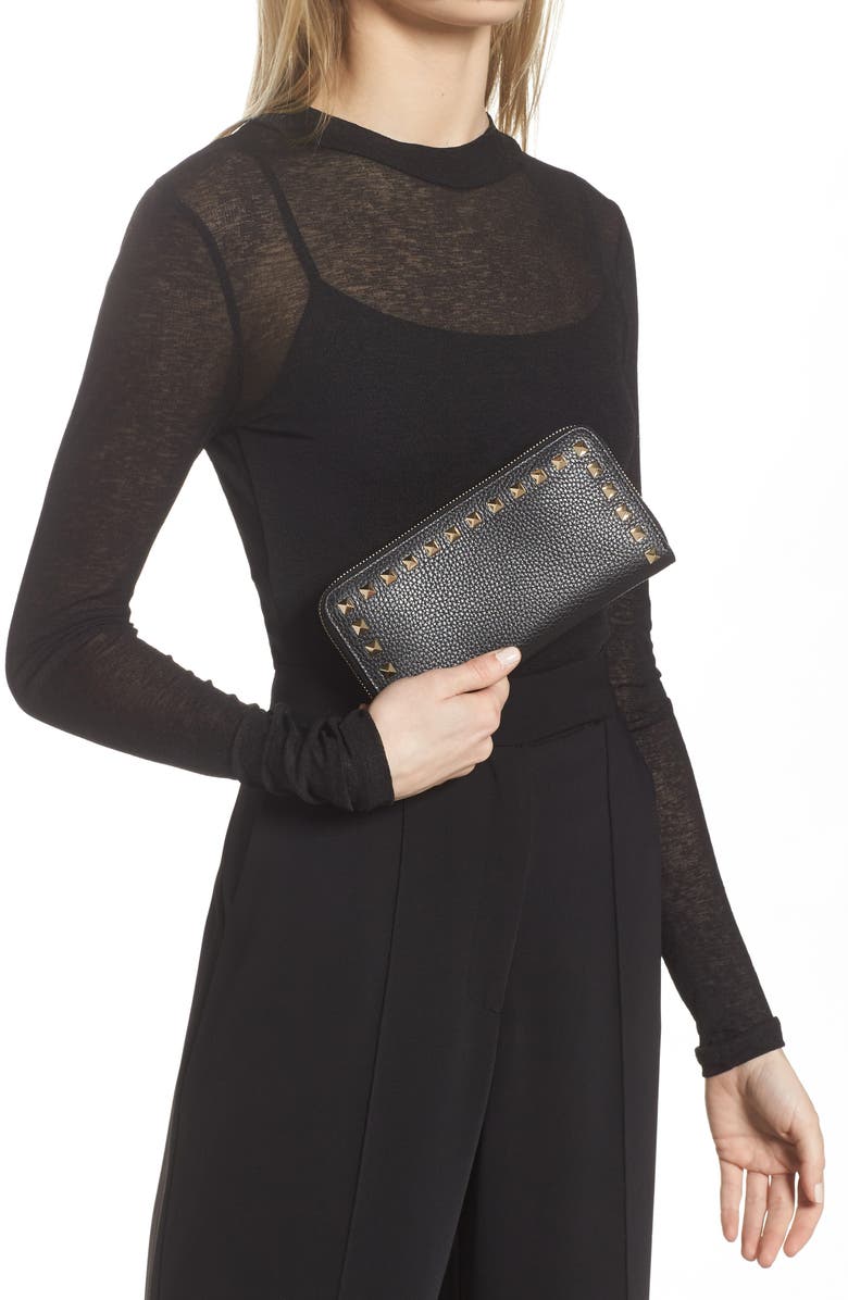 Valentino Garavani Rockstud Continental Leather Wallet, Alternate, color, 