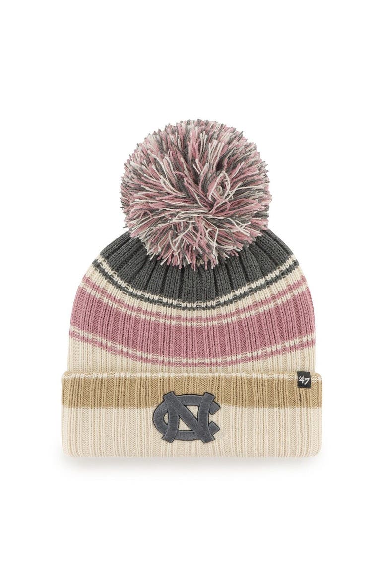 Women's '47 Cream North Carolina Tar Heels Daphne Cuffed Knit Hat with Pom, Main, color, Cream