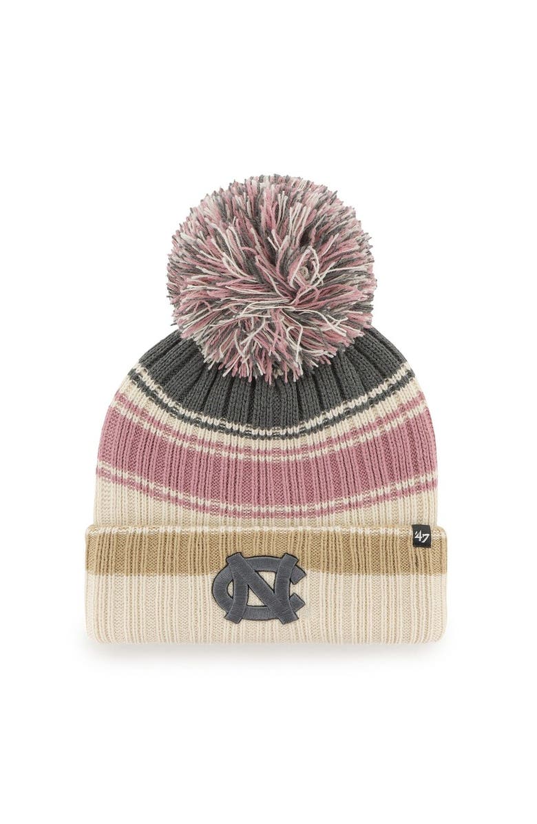 '47 Women's '47 Cream North Carolina Tar Heels Daphne Cuffed Knit Hat with Pom, Main, color,