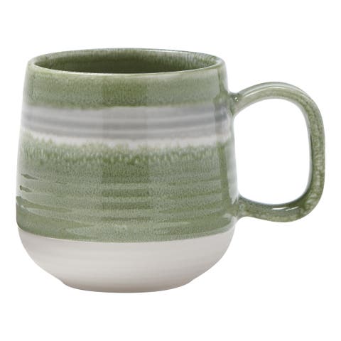 Glen Ribbed Reactive Glaze Mug Green Multi Dishwasher Safe