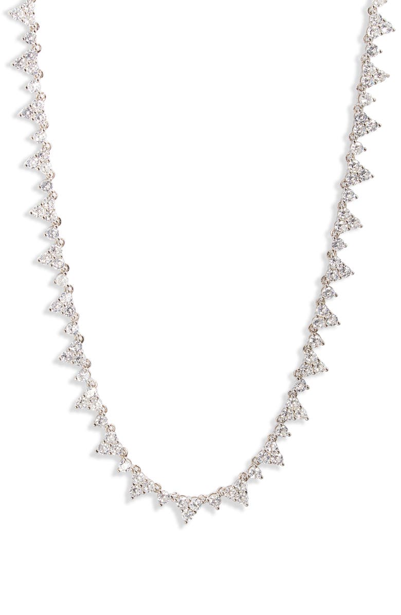 SHYMI Cubic Zirconia Cluster Tennis Necklace, Main, color, Silver
