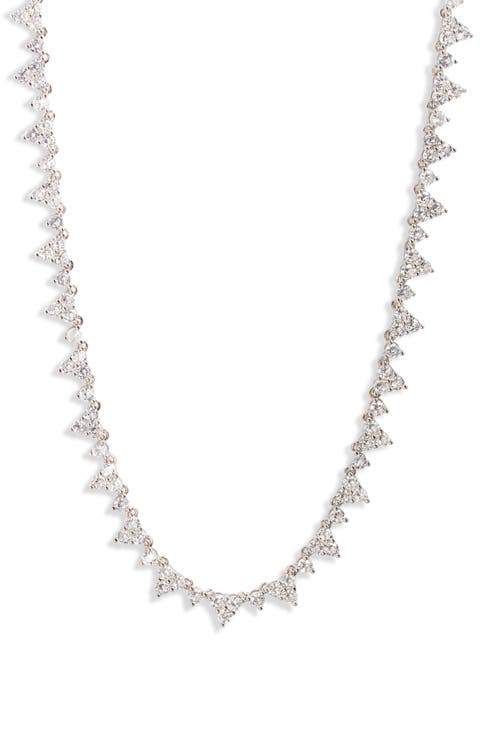 Cubic Zirconia Cluster Tennis Necklace