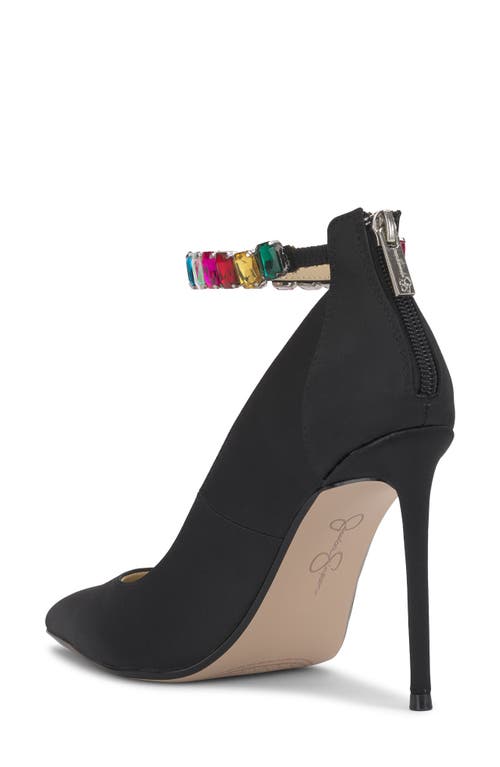 Jessica Simpson Samiyah Embellished Ankle Strap Pointed Toe Pump In Black