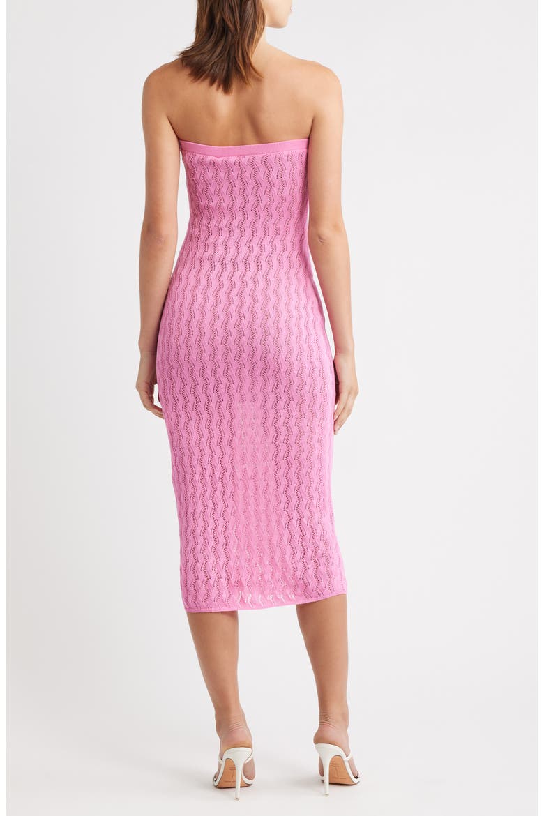 Strapless Pointelle Body-Con Midi Dress, Alternate, color, CANDY FLOSS