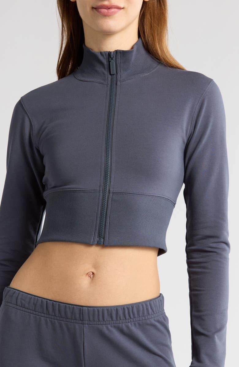 Florence by Mills Crop Stretch Cotton Blend Track Jacket, Alternate, color, Grisaille