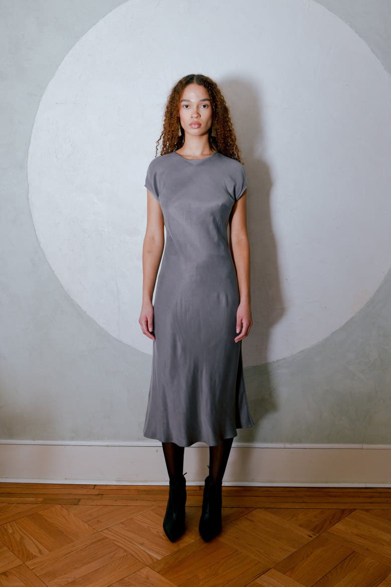 Cappella Open Back Midi Dress, Alternate, color, Graphite