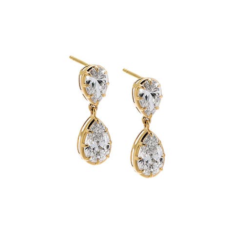 Lab Grown Diamond Pear Encased Drop Stud Earring 14K