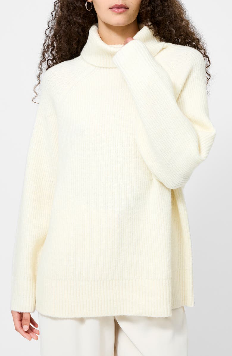 French Connection Emilia Oversize Turtleneck Sweater, Main, color, Porcelain Cream