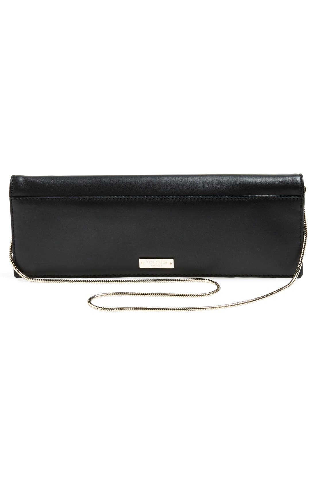 'hello tokyo' leather clutch, Alternate, color, BLACK