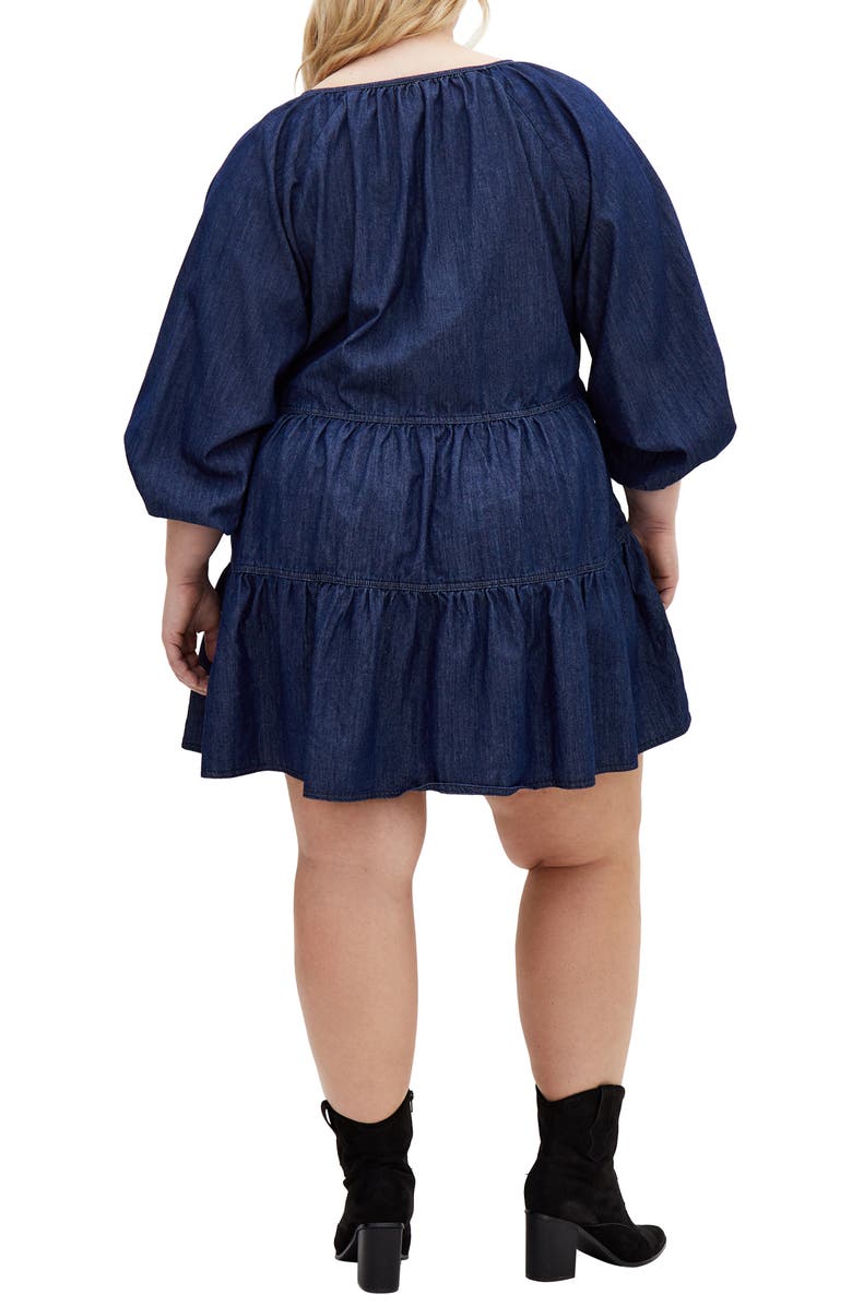 City Chic Mina Denim Minidress, Alternate, color, Denim Dark