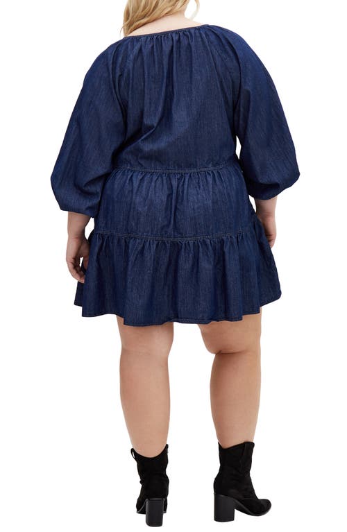 City Chic Mina Denim Minidress In Denim Dark