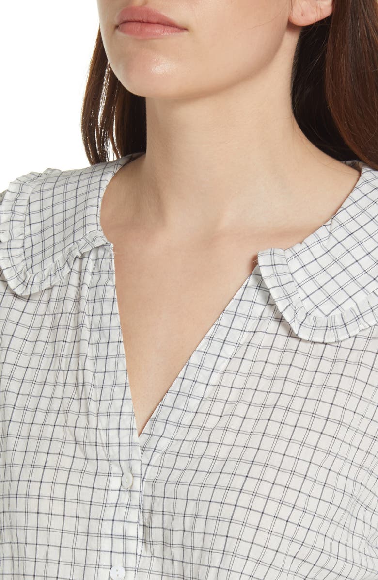 Madewell Women's Windowpane Check Peter Pan Collar Shirt, Alternate, color, 