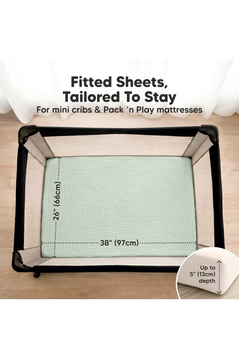 2-Pack Lyra Muslin Mini Crib Sheets, Alternate, color, Sage