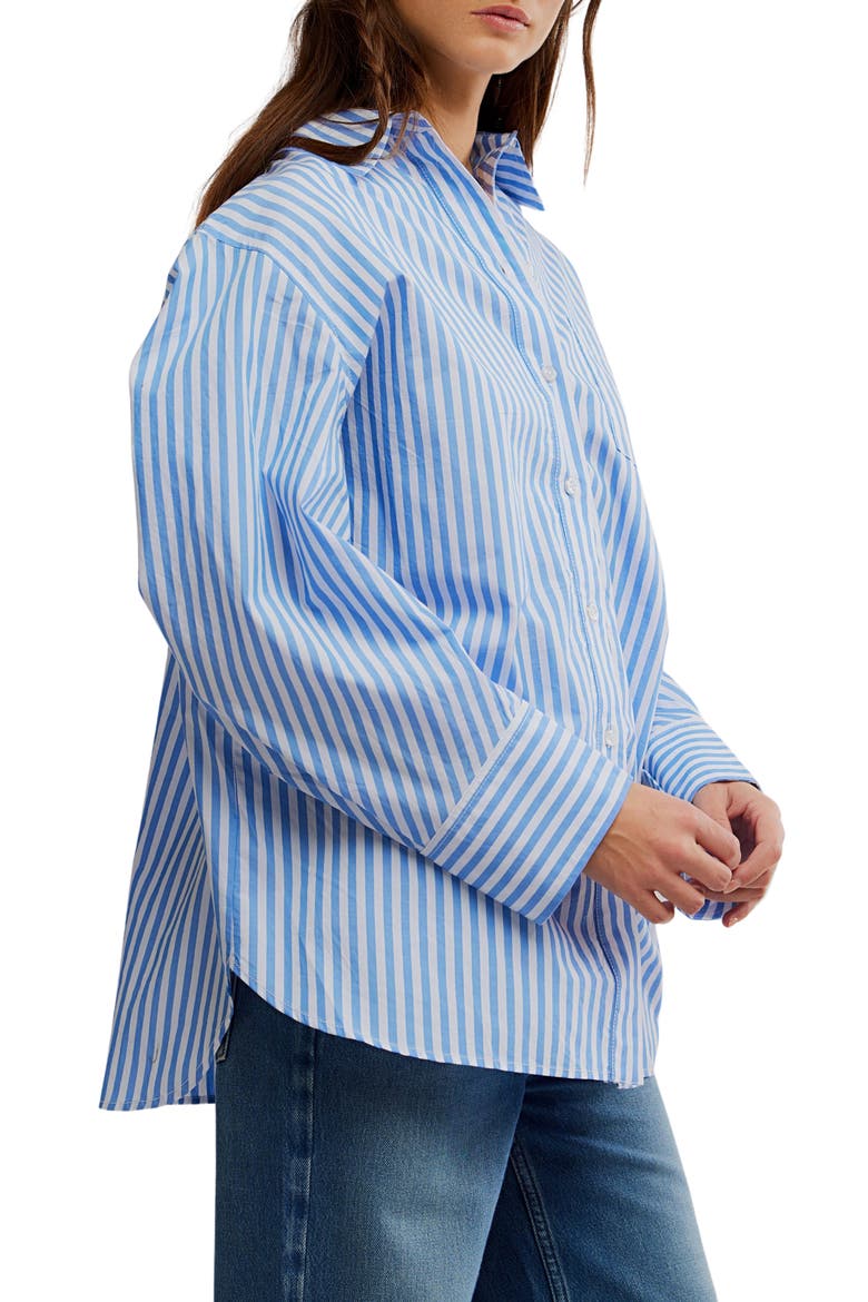 Sabine Tailored Stripe Button-Up Shirt, Alternate, color, OXFORD STRIPE - BLUE