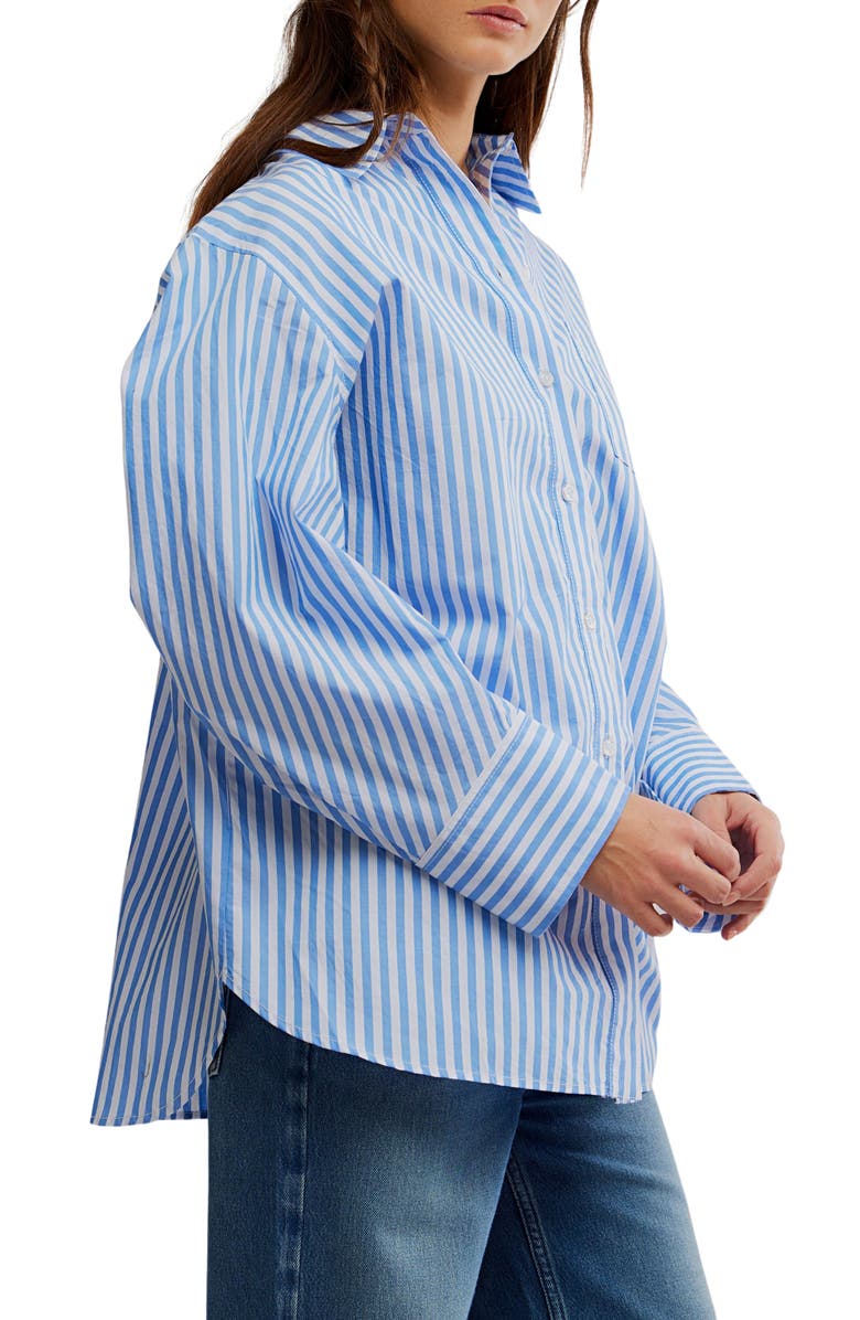 Free People Sabine Tailored Stripe Button-Up Shirt, Alternate, color, Oxford Stripe - Blue