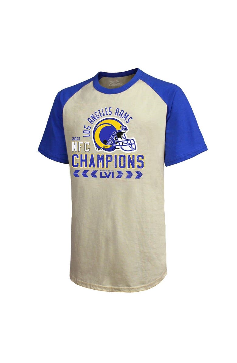 Majestic Threads Men's Majestic Threads Cream/Royal Los Angeles Rams 2021 NFC Champions Raglan T-Shirt, Alternate, color,