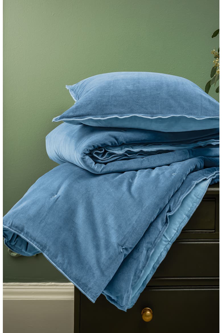 Harewood Luxury Double Sided Velvet Bedspread, Alternate, color, Blue