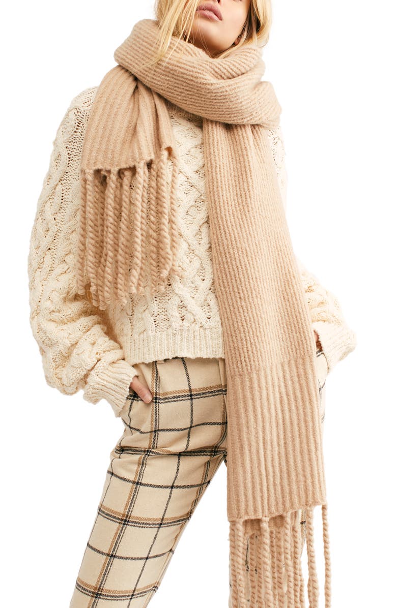 Free People Jaden Rib Knit Blanket Scarf, Main, color,
