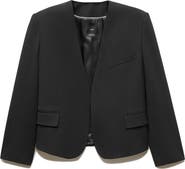 MANGO Padded Shoulder Collarless Jacket