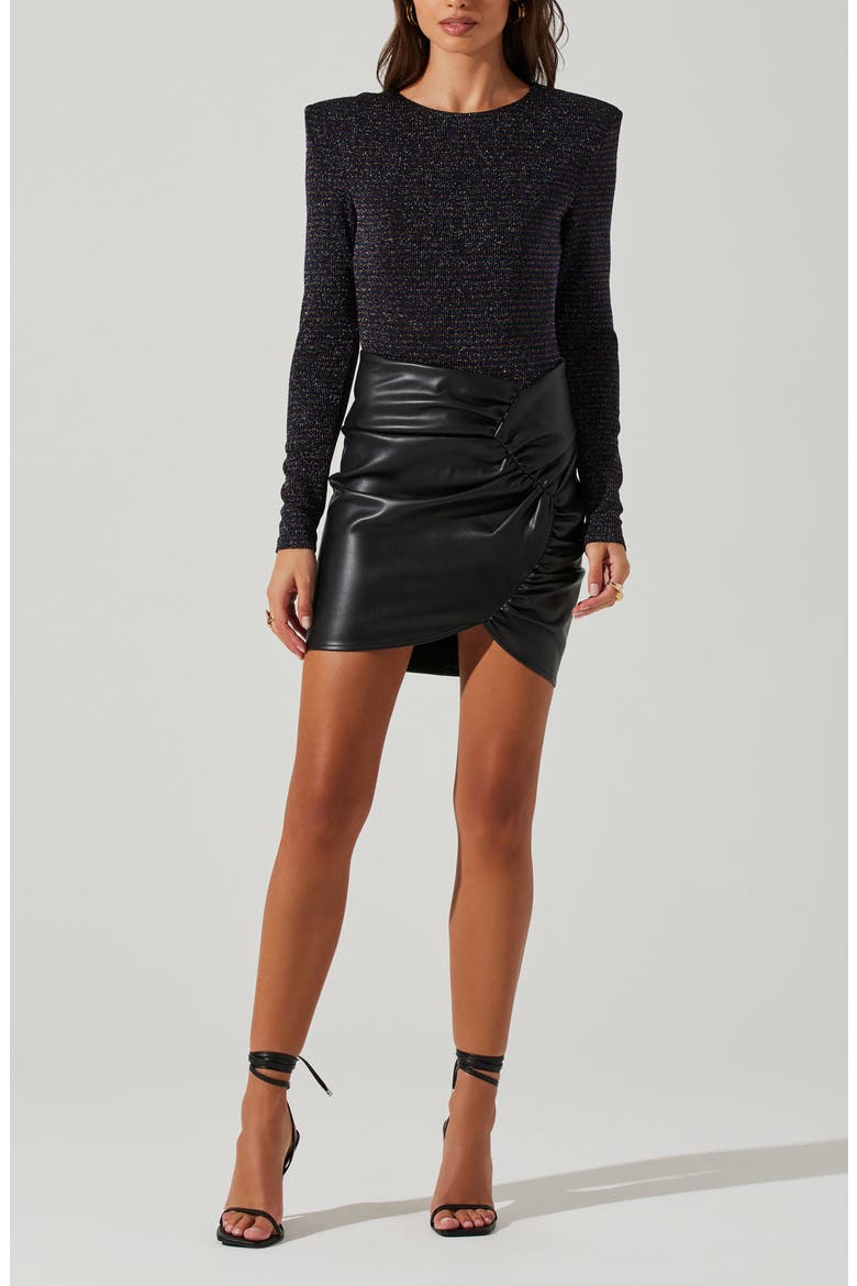 Metallic Long Sleeve Bodysuit, Alternate, color, BLACK PURPLE MULTI