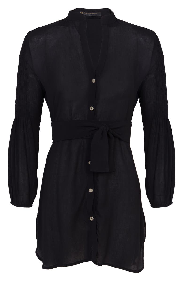 ViX Paula Hermanny Marge Smocked Bracelet Sleeve Cover-Up Shirtdress, Alternate, color,